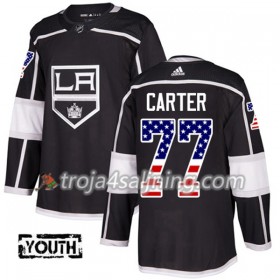 Los Angeles Kings tröja Jeff Carter 77 Adidas 2017-2018 Svart USA Flag Fashion Authentic - NHL Tröjor Herr